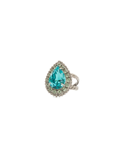 Arum Cocktail Ring - RDS24ASVH - <p>This cocktail ring features a pear shaped crystal outlined in petite rounds and set on a decorative double band. Ring size: 7 (US) From Sorrelli's Vivid Horizons collection in our Antique Silver-tone finish.</p>