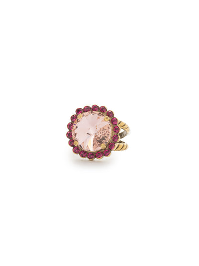 Aspen Cocktail Ring - RDS42AGRS - <p>This elegant ring features a round rivoli cut crystal encircled with brilliant rhinestones. Easy to dress up or down! Ring size: 7 (US) From Sorrelli's Radiant Sunrise collection in our Antique Gold-tone finish.</p>