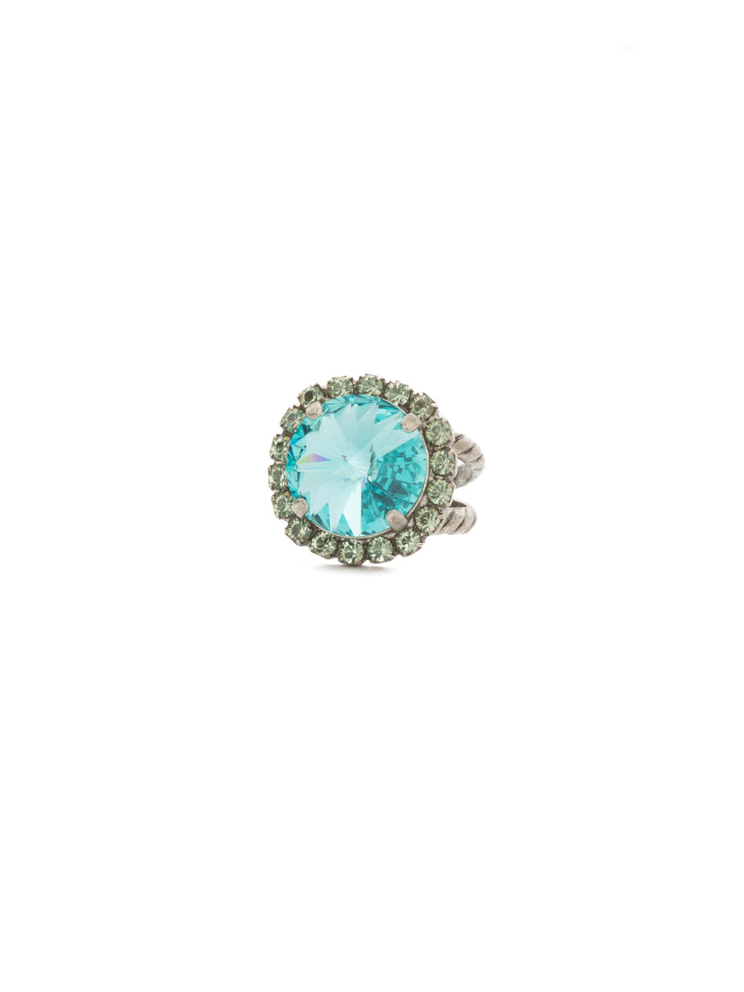 Aspen Cocktail Ring - RDS42ASVH - <p>This elegant ring features a round rivoli cut crystal encircled with brilliant rhinestones. Easy to dress up or down! Ring size: 7 (US) From Sorrelli's Vivid Horizons collection in our Antique Silver-tone finish.</p>