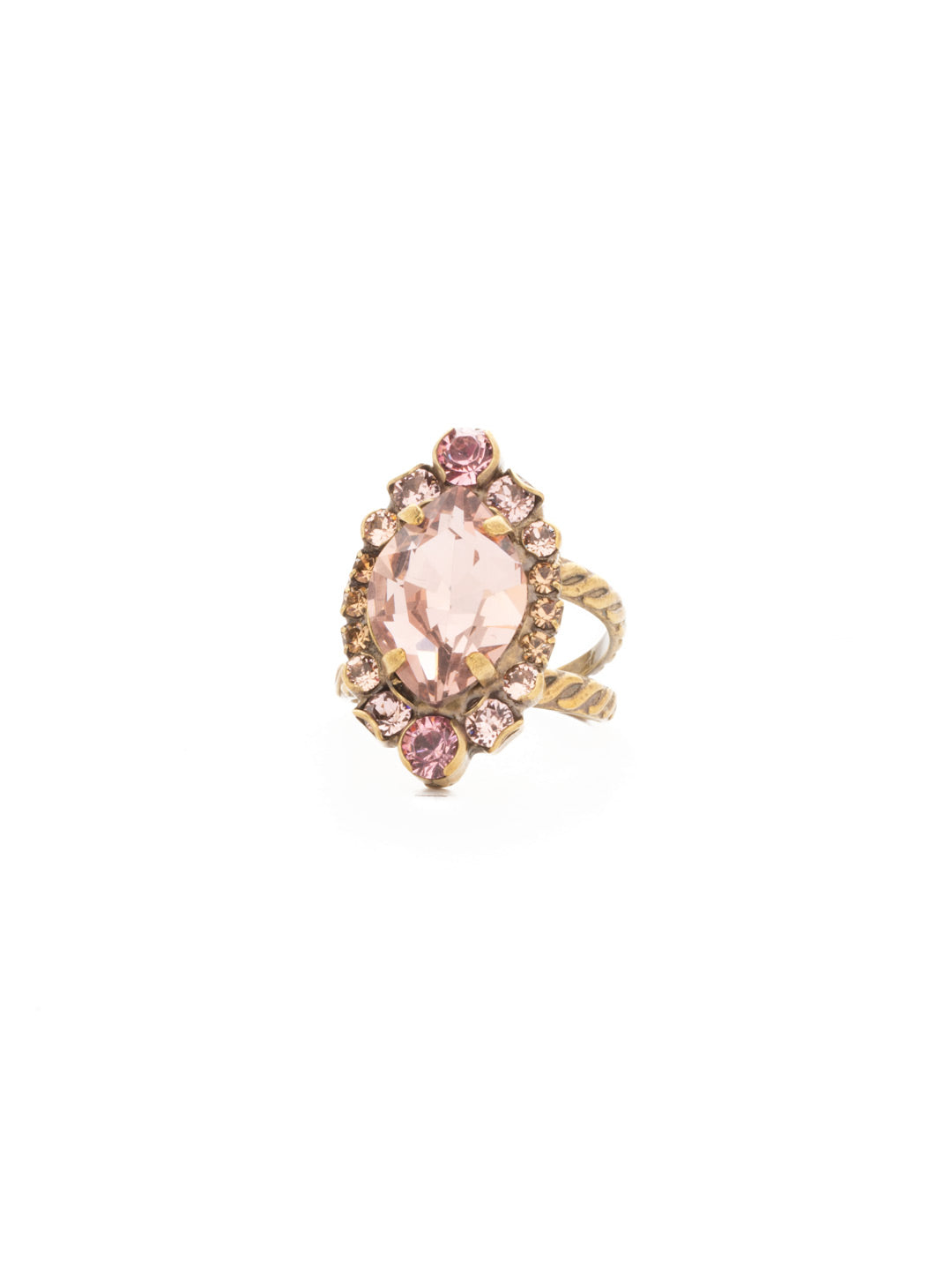 Eustoma Cocktail Ring - RDS44AGBCM - <p>A geometric gem surrounded by petite rounds of alternating colors. This fun ring offers just the right pop of sparkle. Ring size: 7 (US) From Sorrelli's Beach Comber collection in our Antique Gold-tone finish.</p>