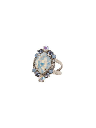 Eustoma Cocktail Ring - RDS44ASGLC - <p>A geometric gem surrounded by petite rounds of alternating colors. This fun ring offers just the right pop of sparkle. Ring size: 7 (US) From Sorrelli's Glacier collection in our Antique Silver-tone finish.</p>