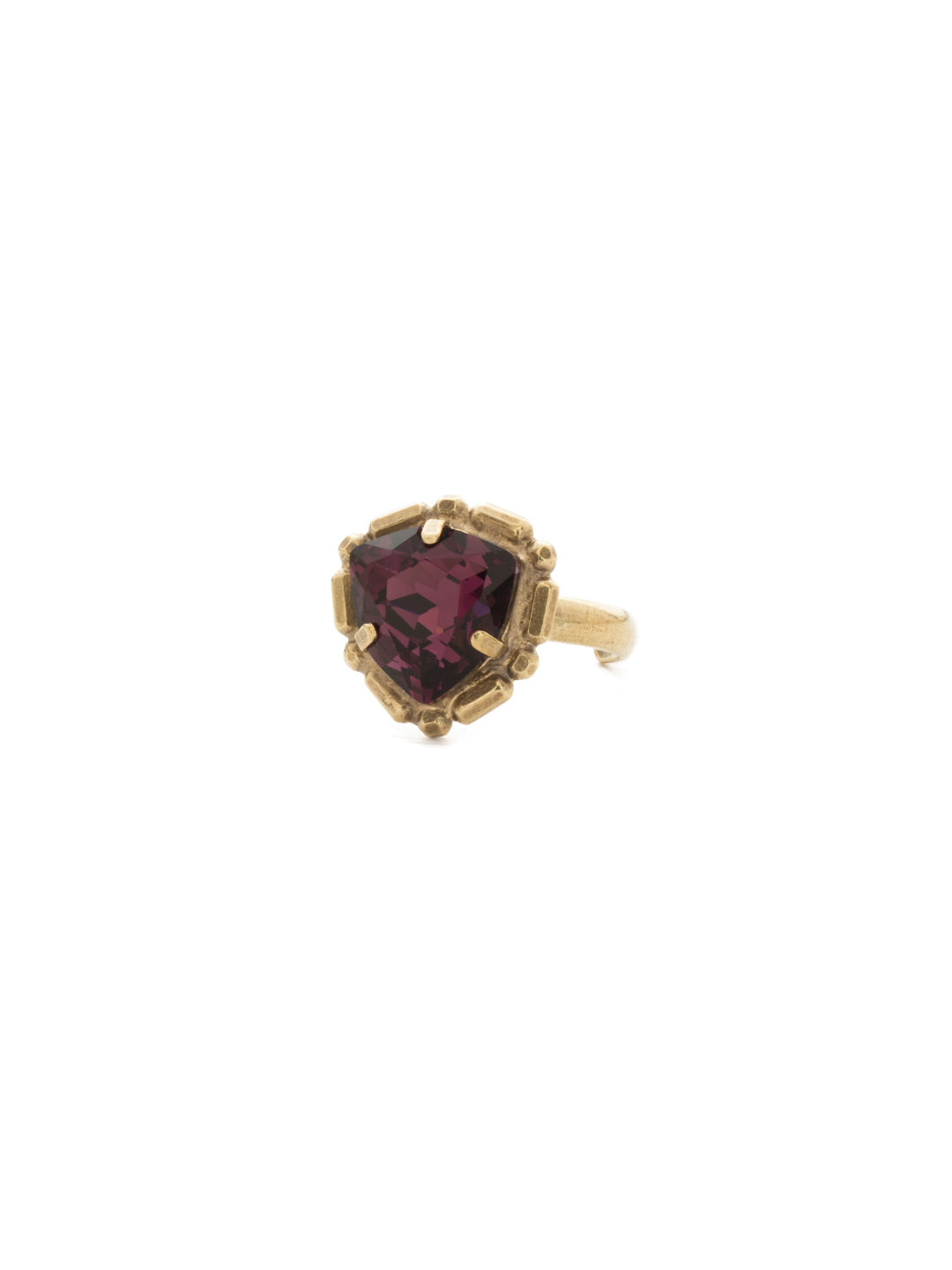 Primula Ring - RDX8AGROP - <p>A shield shaped crystal in a detailed metal setting. Perfect if you want to add just a bit of sparkle to any outfit! From Sorrelli's Royal Plum collection in our Antique Gold-tone finish.</p>