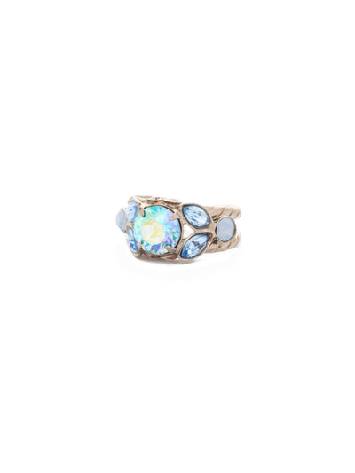 Simona Cocktail Ring - REA4ASPRP - <p>A beautiful and eye-catching round crystal centers our Simona ring, with navette and round crystals adorning the sides Ring size: 7 (US) From Sorrelli's Pastel Prep collection in our Antique Silver-tone finish.</p>