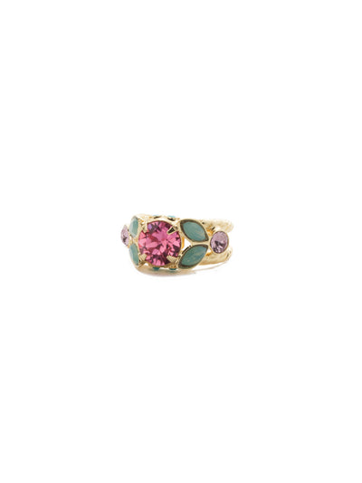 Simona Cocktail Ring - REA4BGCPO - <p>A beautiful and eye-catching round crystal centers our Simona ring, with navette and round crystals adorning the sides Ring size: 7 (US) From Sorrelli's Candy Pop collection in our Bright Gold-tone finish.</p>